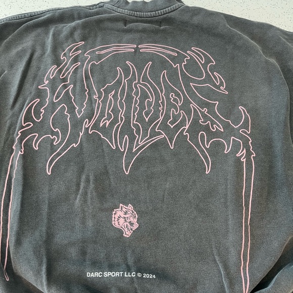 Darc Sport Sweaters - Darc Sport Black Crewneck Sweater with Pink Graphic